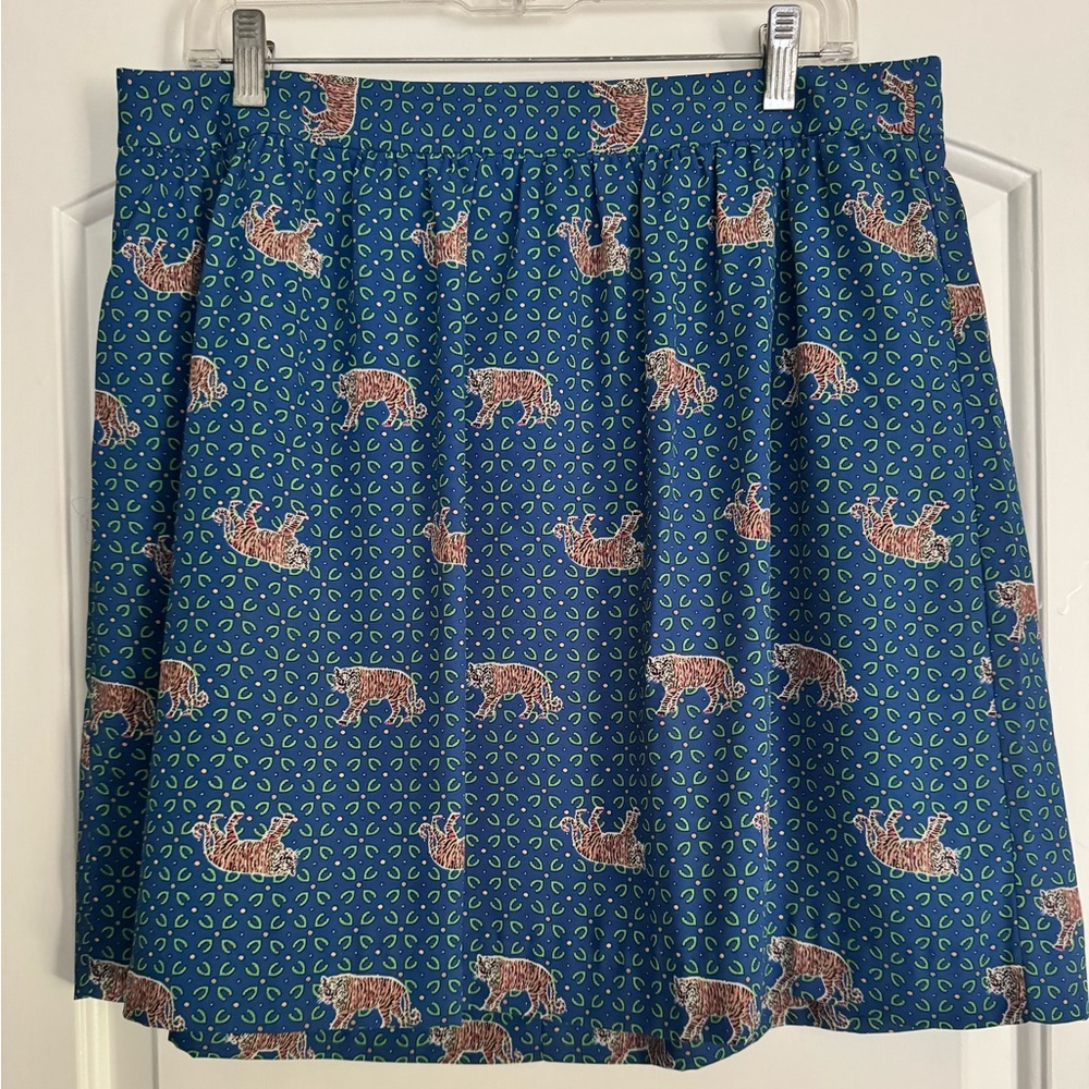 J Crew Mercantile pleated tiger mini skirt